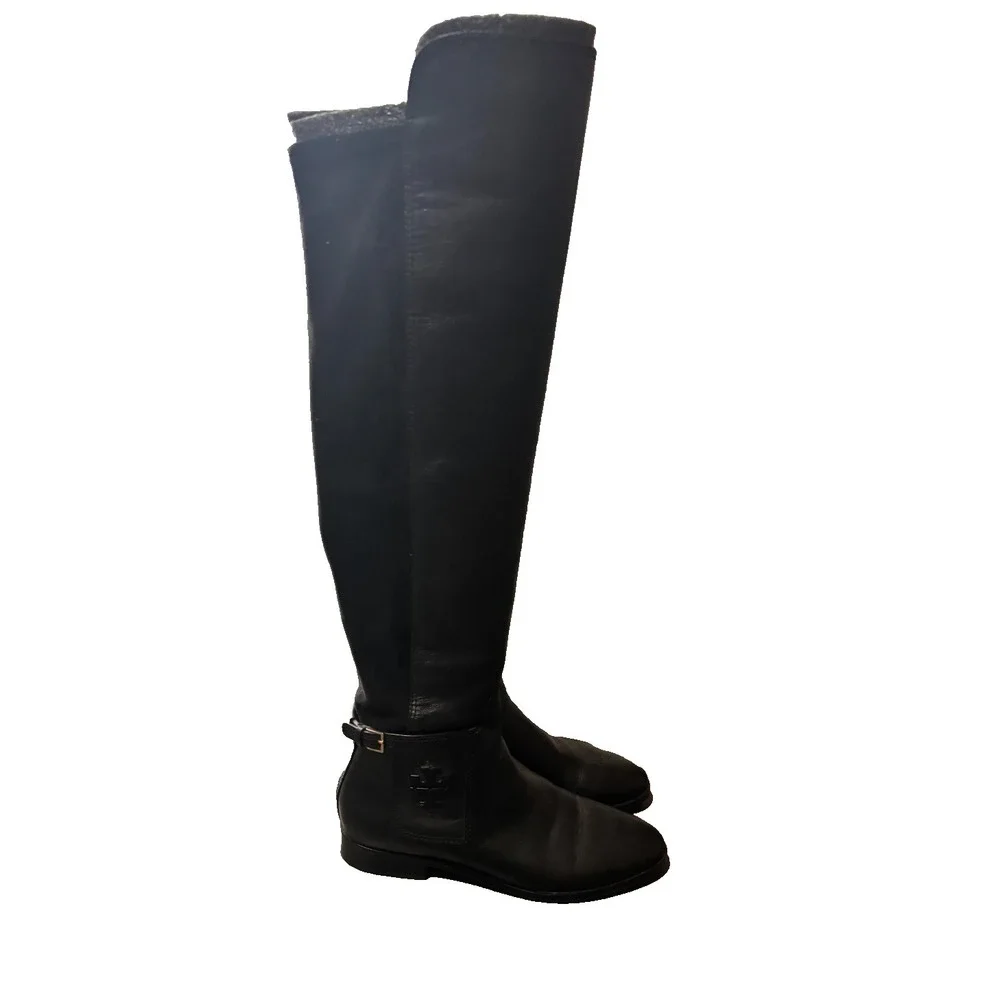 Tory Burch Wyatt Boots black 9.5 M Leather Over The Knee New without Box